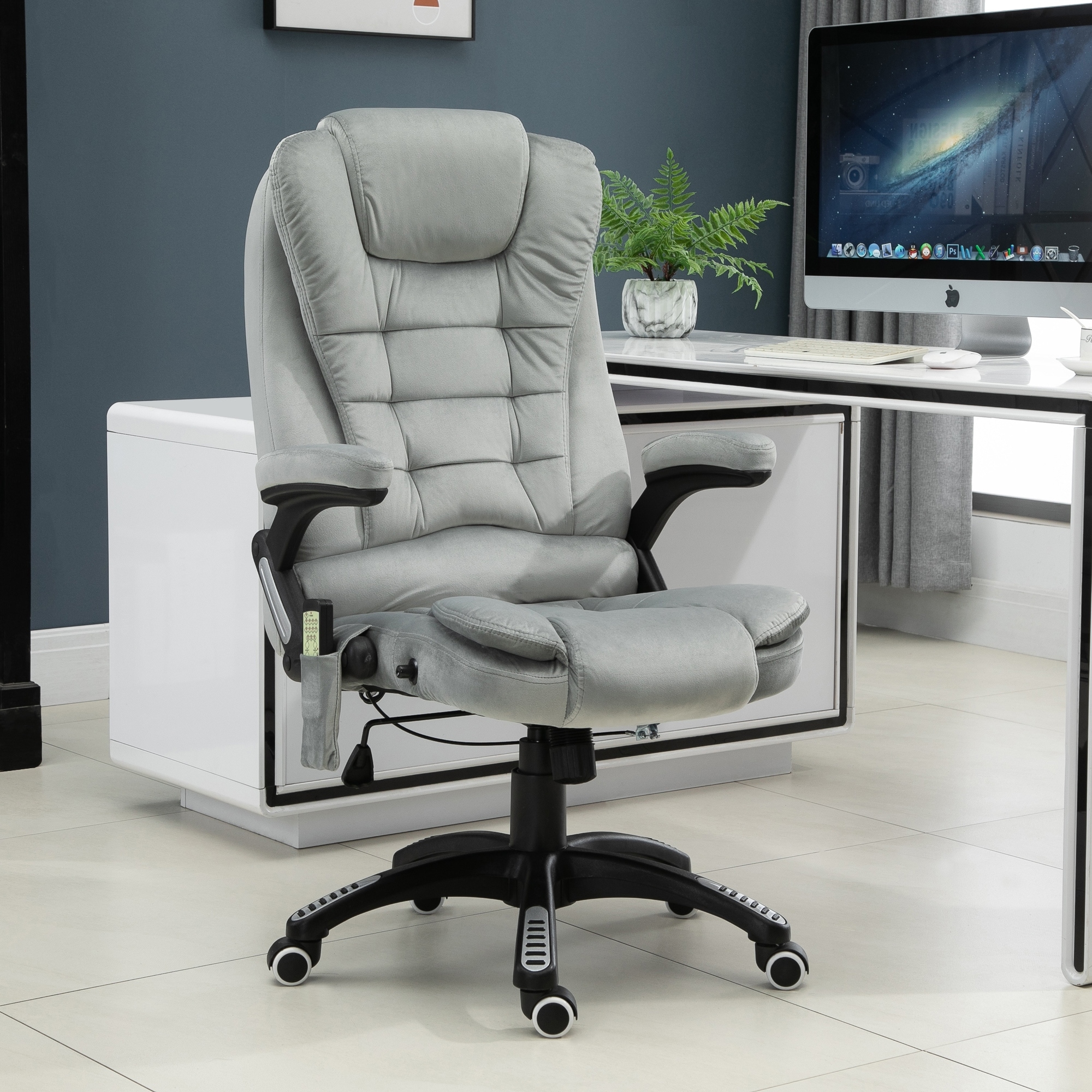 Office Chair Task Desk Swivel Seat w/ Massage Lumbar Support Adjustable Green 