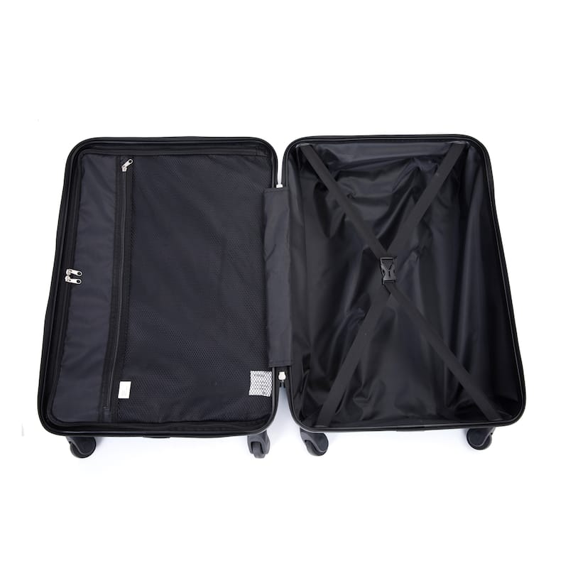 Merax 3 Piece ABS+PC Hardside Luggage Sets with Two Hooks and Spinner Wheels, for Family Travel