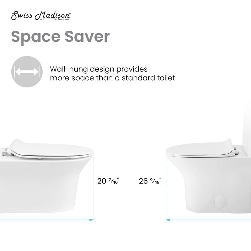 Swiss Madison SM-WT470 Cascade Wall Mounted Elongated Toilet Bowl Only