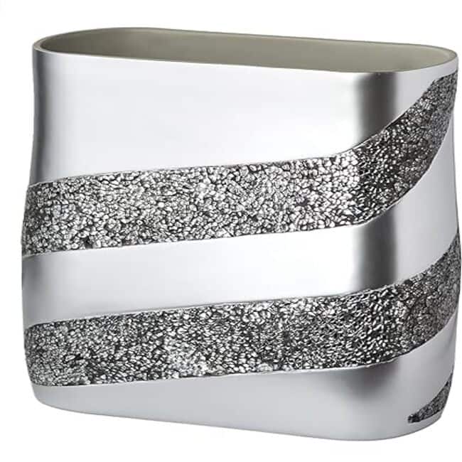 Creative Scents Silver Mosaic Bathroom Trash Can - Gray