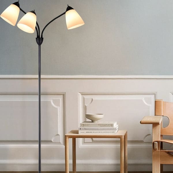 Combo Floor Lamp with Adjustable Reading Lamp 3 Light Tree Lamp - Bed ...