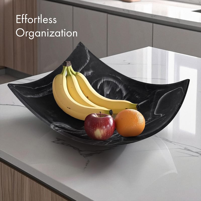 Creative Scents Black Marble Look Fruit Bowl for Kitchen Counter
