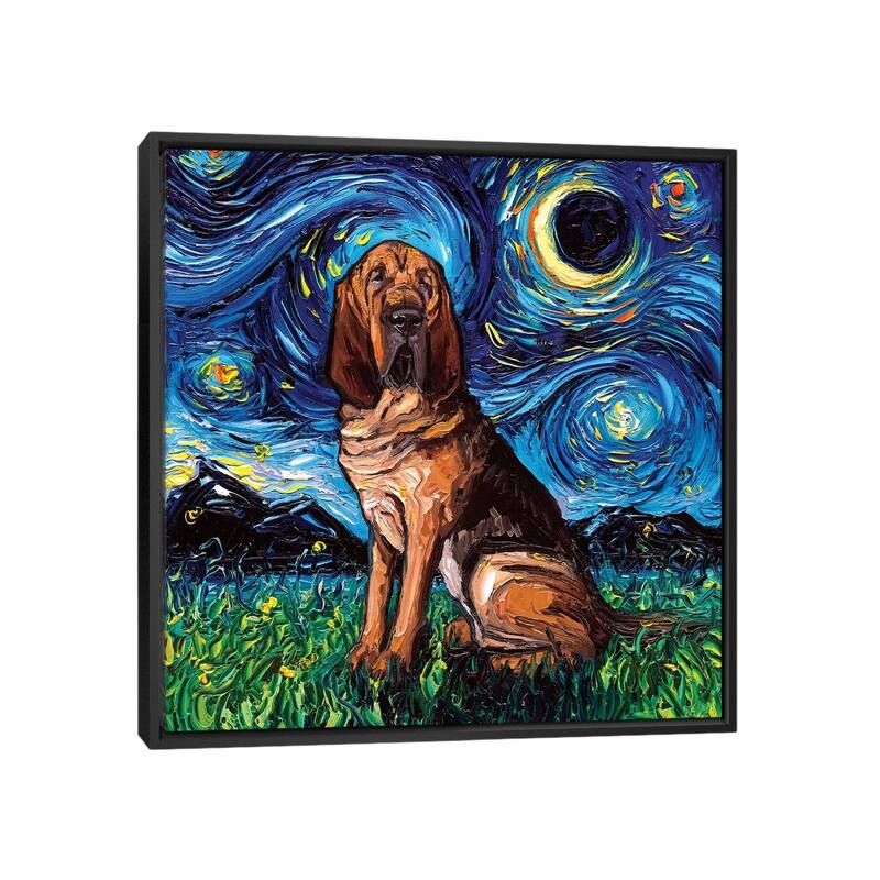 iCanvas "Bloodhound Night" by Aja Trier Framed Canvas Print - Black - 26x26