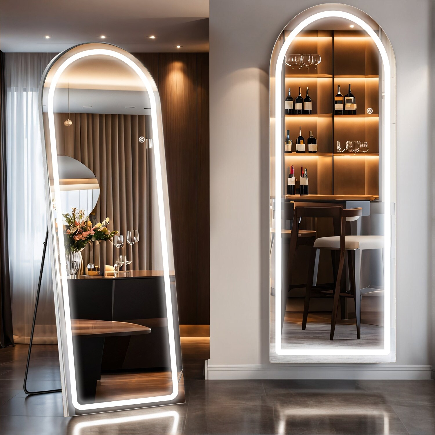 Floor Mirror with LED Light, Full Length Mirror with Stand, Hanging Mirror Wall Mounted Mirror, Full Body Mirror for Living Room