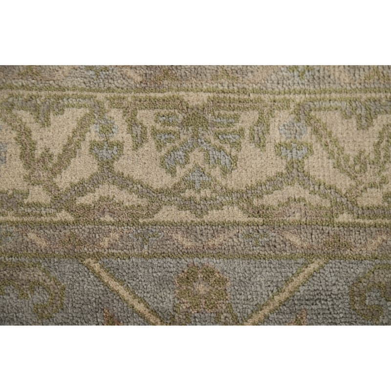 Blue All-Over Oushak Oriental Runner Rug Handmade Wool Carpet - 4'1" x 19'3"