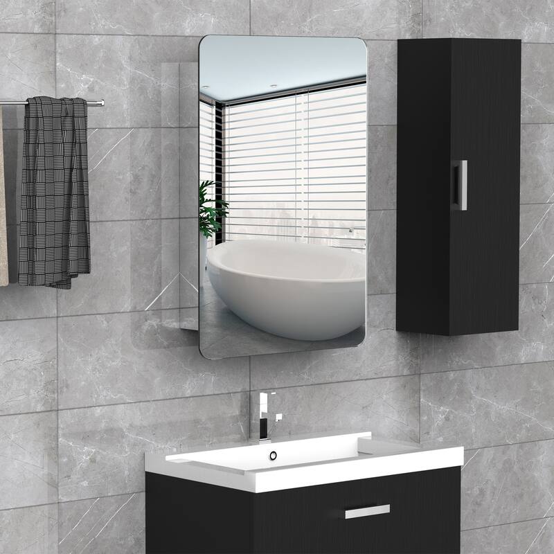 Mirror Wall-Mounted Medicine Cabinet with 3-Tier Storage, Stainless Steel Construction, Space-Saving Design - 4.75X18 in
