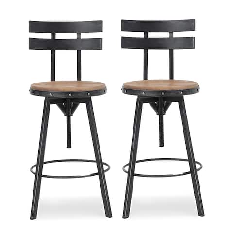 Jutte Modern Industrial Firwood Adjustable Height Swivel Barstools (Set of 2) by Christopher Knight Home