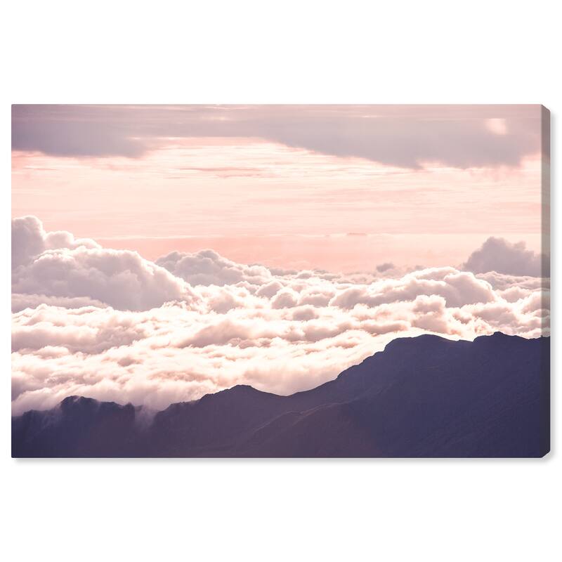 Wynwood Studio Canvas Nature and Landscape Over the Hillside White and Light Pink Modern & Contemporary Wall Art Canvas Print