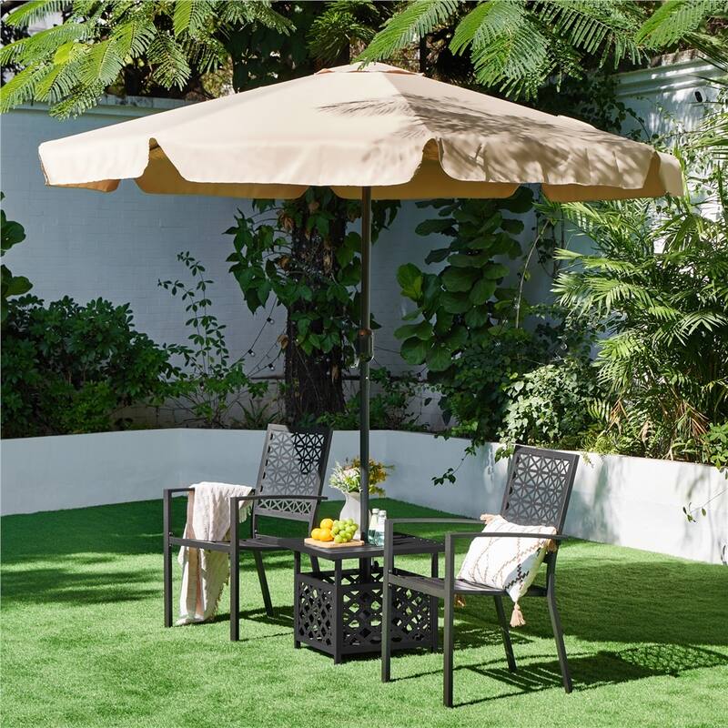 Yaheetech 2pcs Patio Dining Chairs with Armrests Modern Metal Bistro Chairs