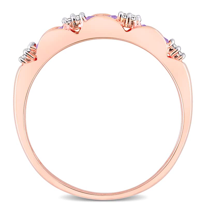 Miadora 10k Rose Gold Baguette-cut Amethyst and Diamond Accent Stackable Eternity Wedding Band Ring