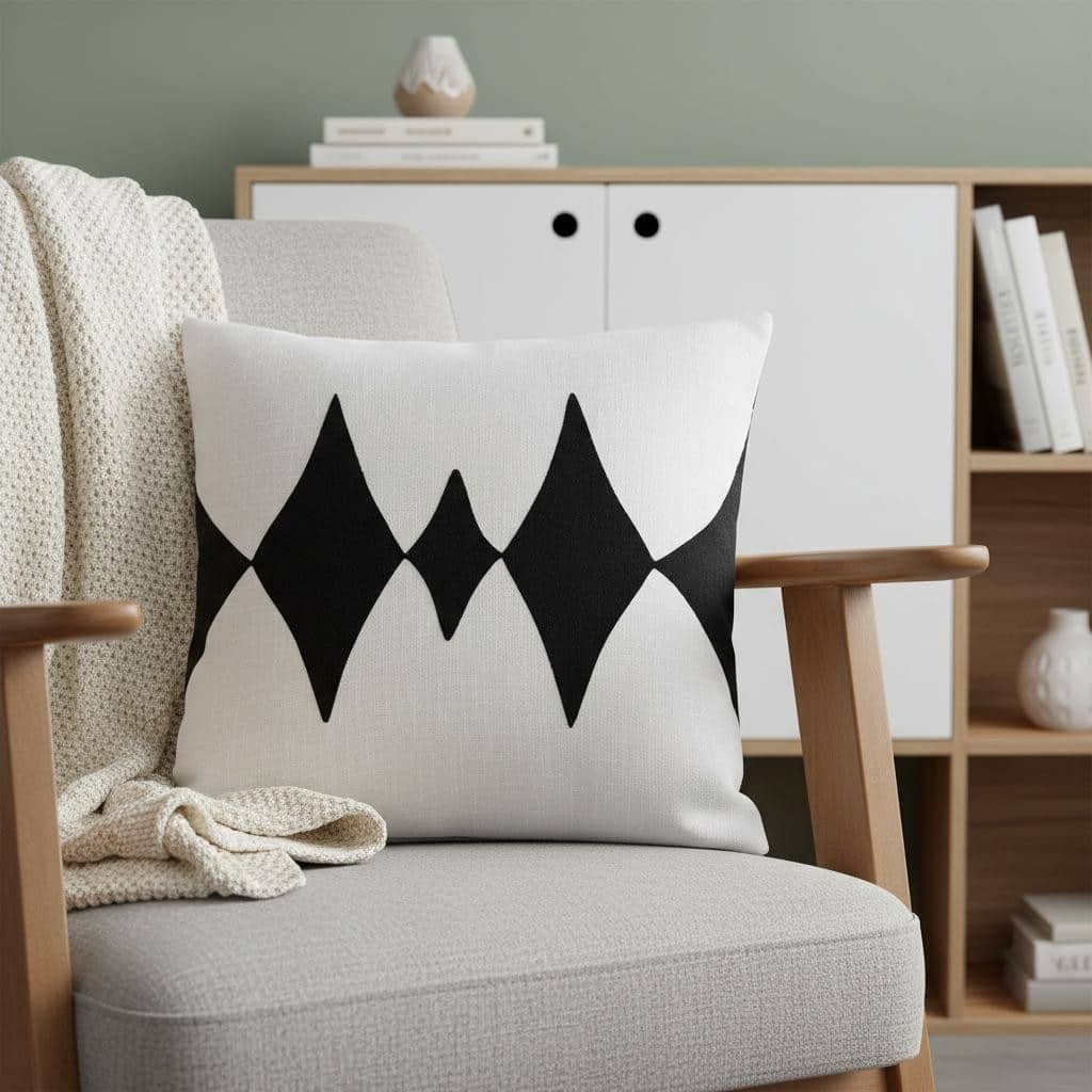 20" Black and White Throw Pillow - 20.00 in. x 20.00 in. x 4.00 in.