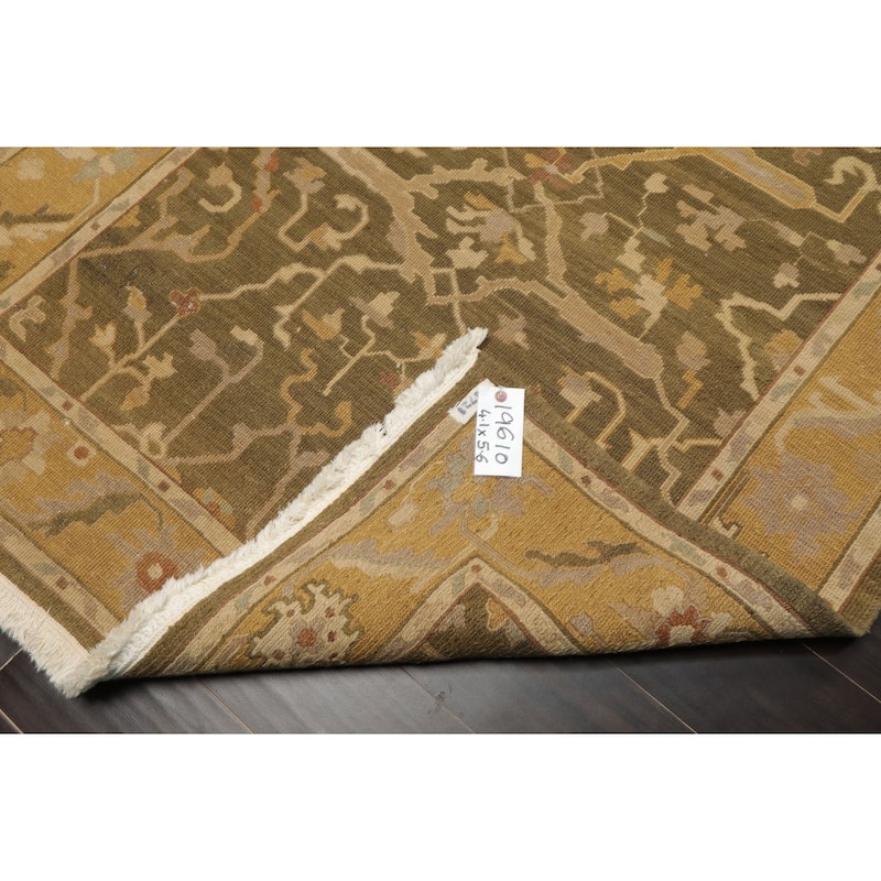 Nourison Nourmak Flatweave Reversible 4'1''x5'6'' Hand Woven Wool Olive Traditional Rug - 4' 1'' x 5' 6''