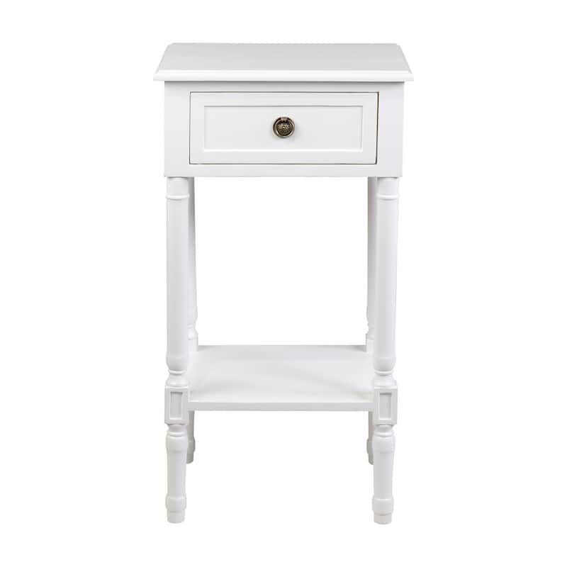 Rustic Solid Wood Side Table With Drawers And Shelf by East at Main