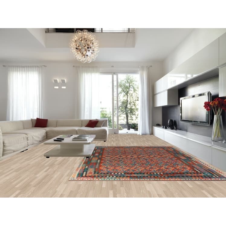 Reversible Kilim Area Rug Oriental Hand-Woven Wool Carpet - 9'11"x 13'0"