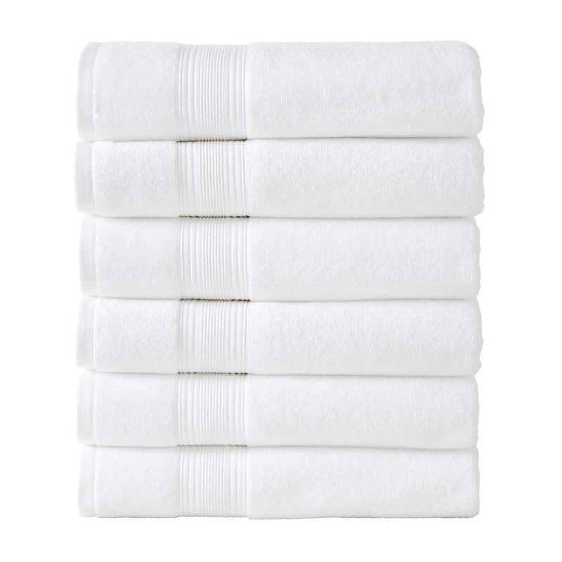 Modern Threads 6-Pack Ring Spun Cotton Bath Towel Set - White - 27x54