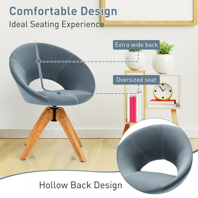 Mid Century Modern Swivel Accent Chair Fabric Velvet Armchair - 27" x 22" x 32.5" (L x W x H)