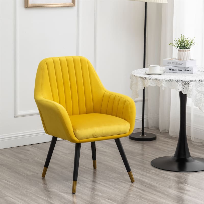 Contemporary Velvet Upholstered Accent Chair - Yellow