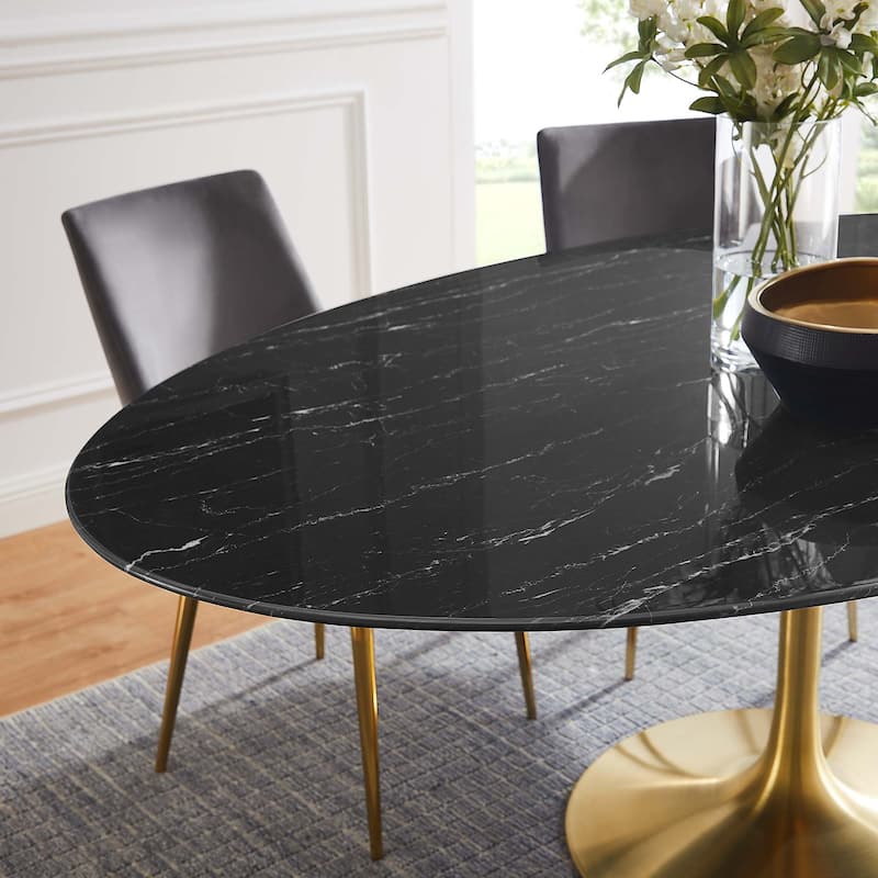 Lippa Oval Artificial Marble Dining Table