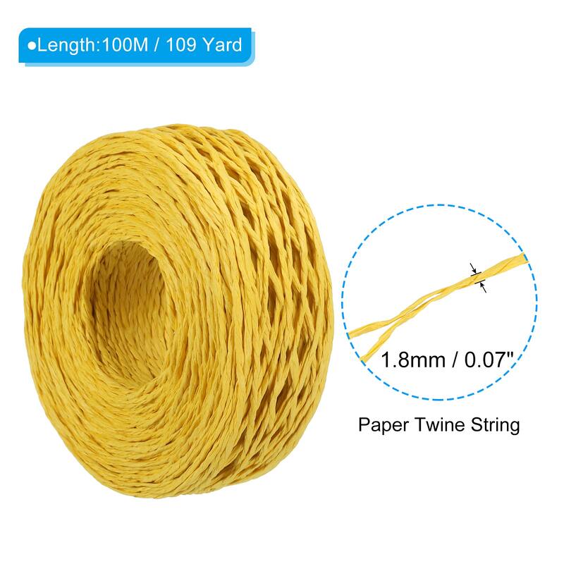 Raffia Ribbon, 109 Yard Paper Twine String for Festival Gifts Wrapping - Yellow