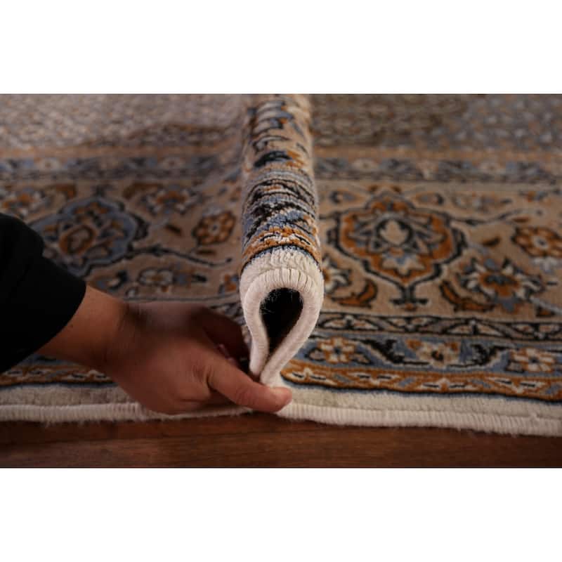 Traditional Kashan Turkish Area Rug Machine Made Beige Carpet - 9'9" x 13'1"