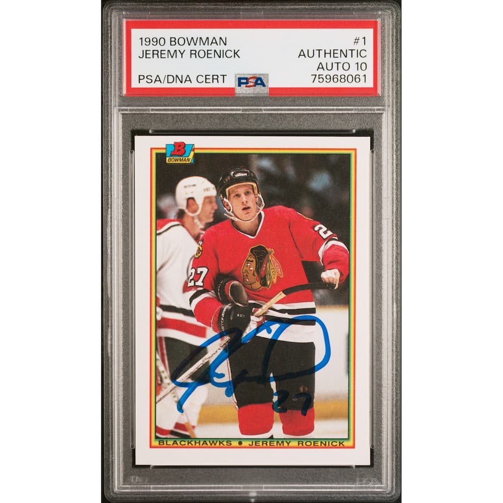 Jeremy Roenick 1990 Bowman Signed Hockey Rookie Card #1 Auto PSA 10 75968061 - 8'6" x 11'6"