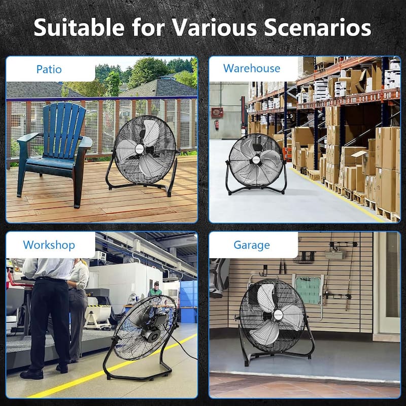 20'' Floor Fan High Velocity Floor Fan w/ Adjustable Tilt & Speed