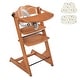 preview thumbnail 1 of 3, 3-in-1 Convertible Wooden Toddler High Chair, Baby Feeding Chair with Removable Tray, Cushion and Harness, Brown Brown