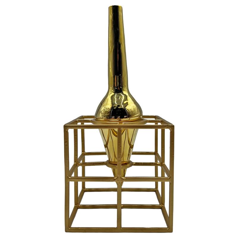 Amphora Cage Vase for Flowers - Small (4.25 x 4.25 x 9 in) - Gold