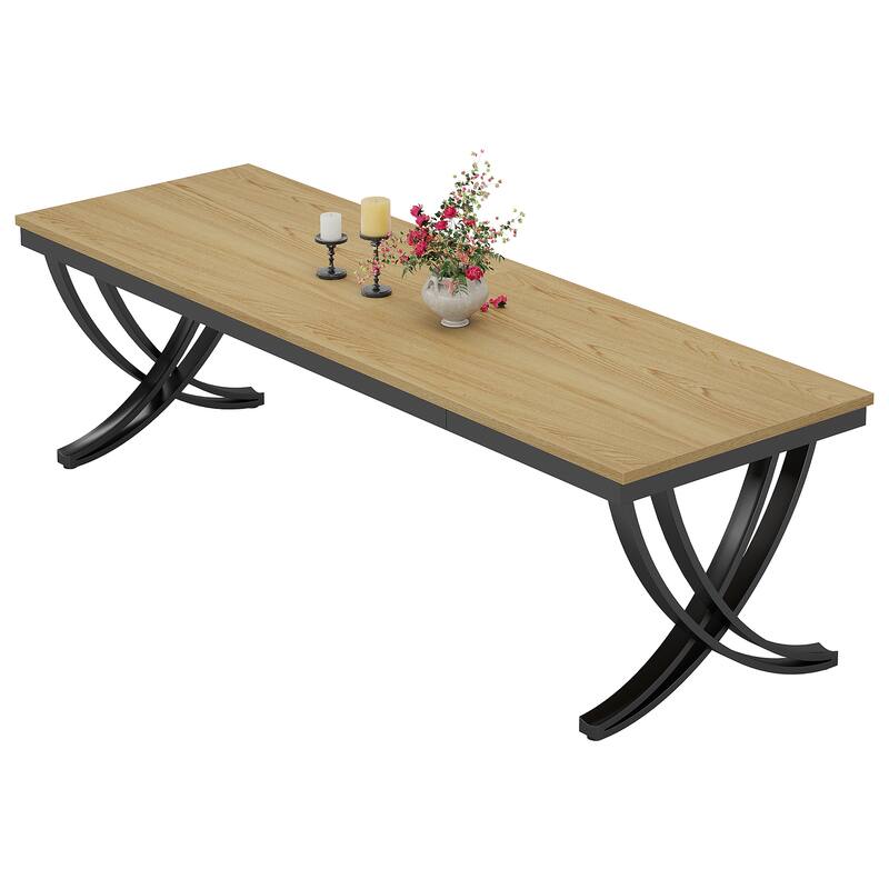 78" Large Rectangular Dining Table, Farmhouse Solid Wood Top Kitchen Table for Dining/Living Room
