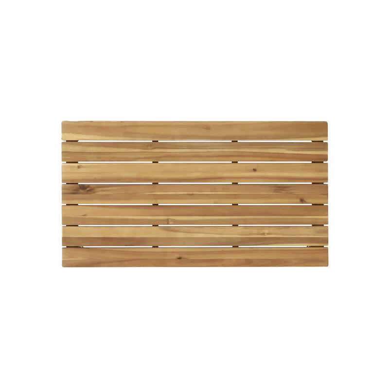 Roomfitters Outdoor Wood Coffee Table with Slatted Top, Weather-Resistant Patio Design for Balconies and Gardens, Teak