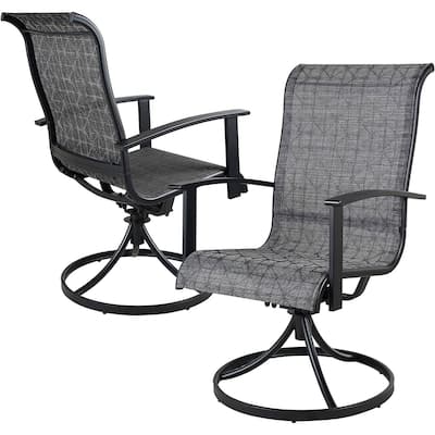 Patio Dining Metal Outdoor Rocking Chair for Lawn Garden Backyard Deck, Black & Grey Plaid(2 Pack) - N/A