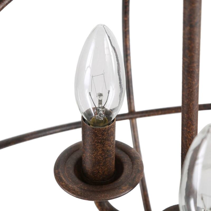 Farmhouse Rustic 3-Light Metal Globe Chandelier Pendant Light for Kitchen Island Dining Room - 12"W x 14"H