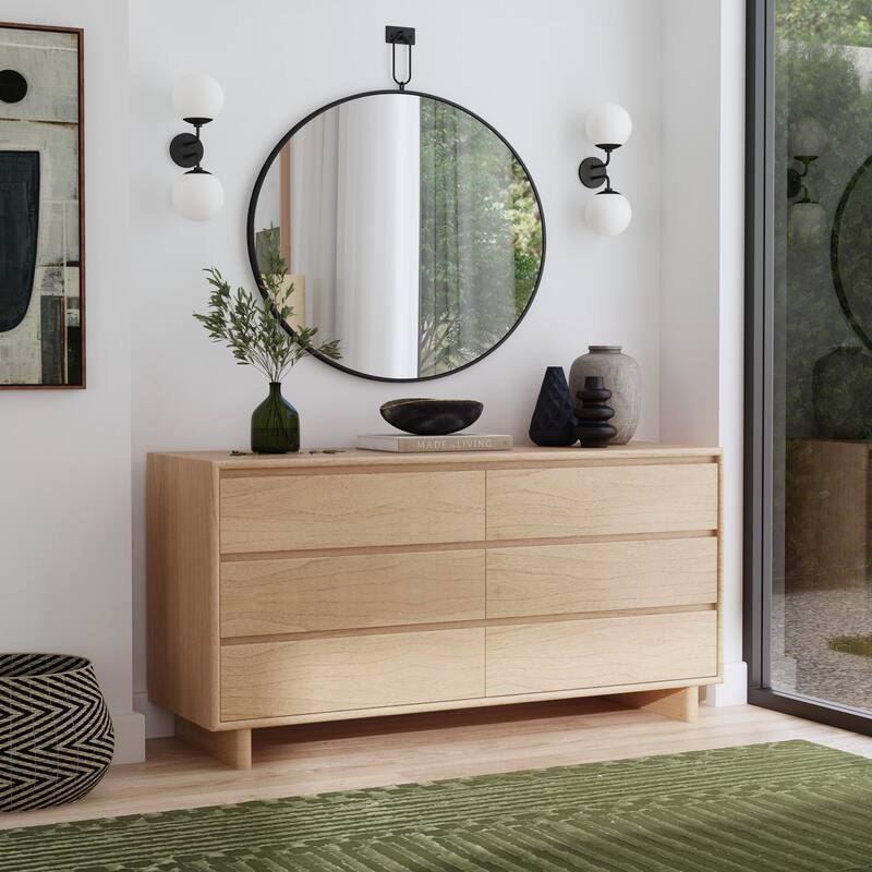Halmstad Wood Panel 6 Drawer Dresser - Blonde Oak
