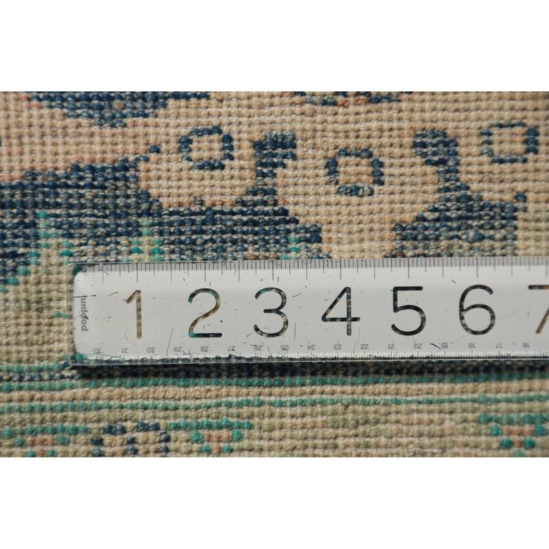 Geometric Vegetable Dye Floral Oushak Turkish Rug Handmade Wool Carpet - 9'4"x 12'2"