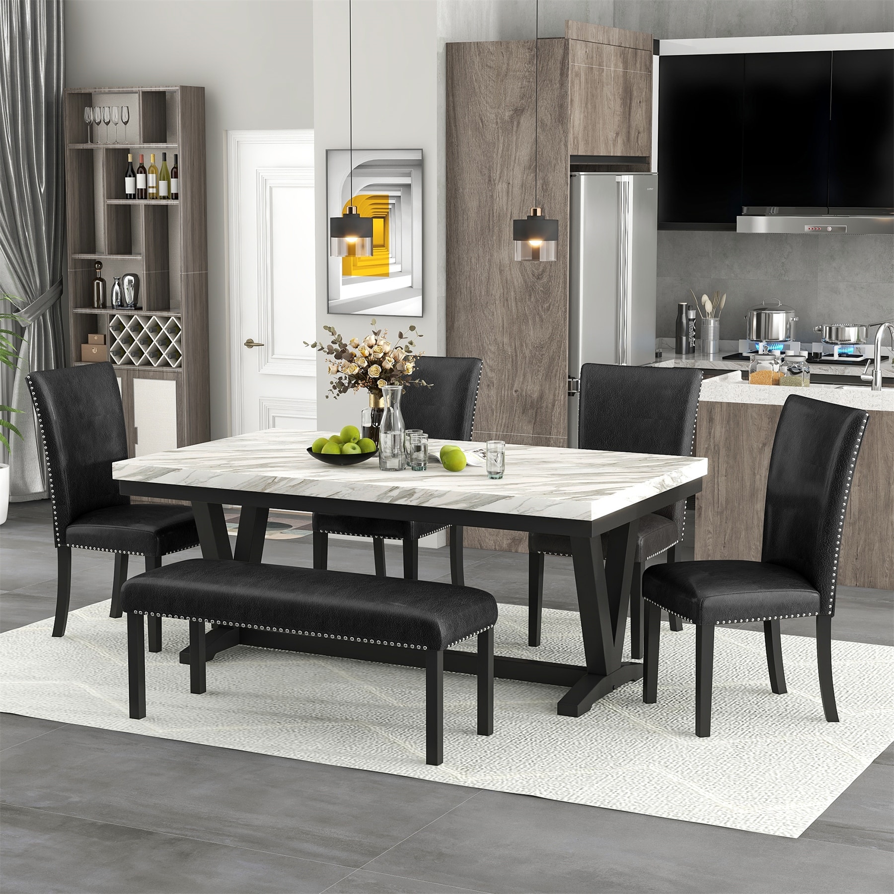Marble top table set cheap