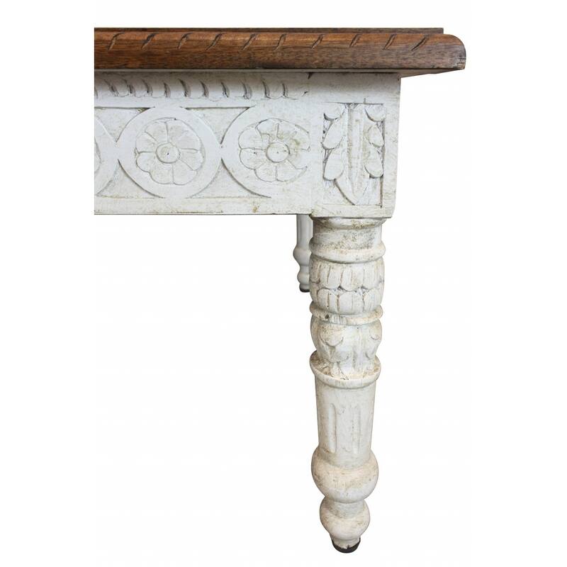 HomeRoots 48" Brown and Ivory Solid Wood Coffee Table - 48' X '18' X '30