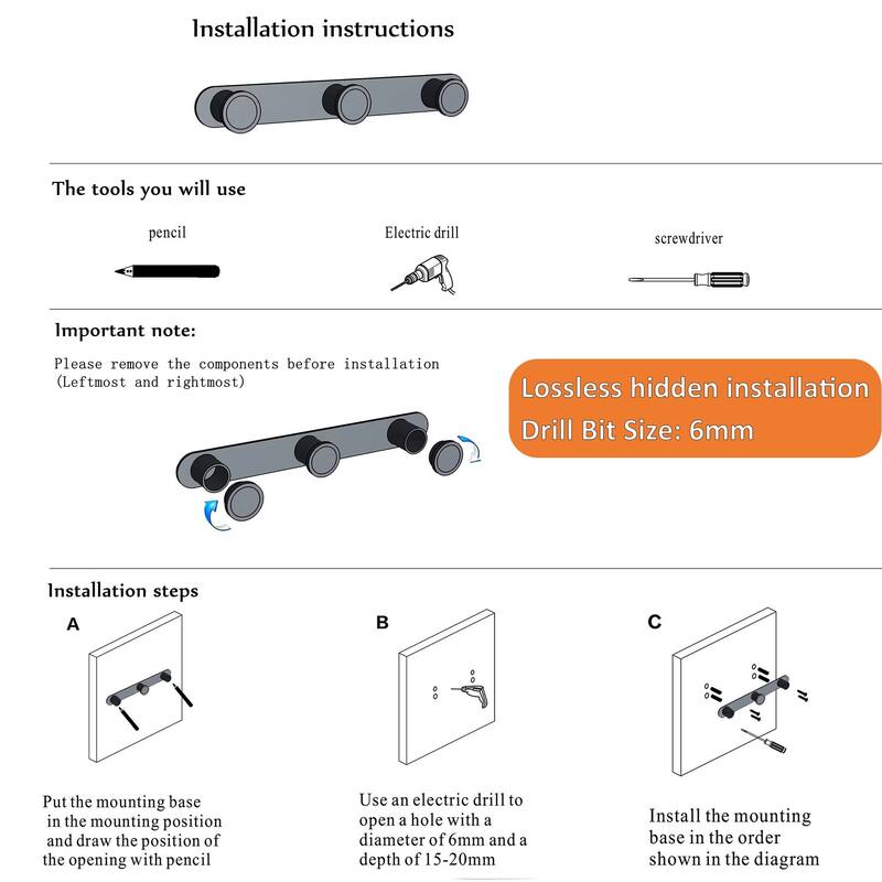 Stainless Steel Wall Mounted Required 4 - Hook Coat Rack