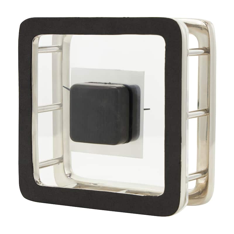 Silver Aluminum Dimensional Open Frame Geometric Clock