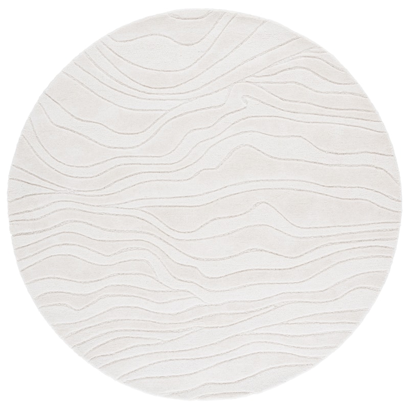 SAFAVIEH Handmade Rodeo Drive Bjarndis Mid-Century Modern Wool Rug - 6' Round - Ivory - Round
