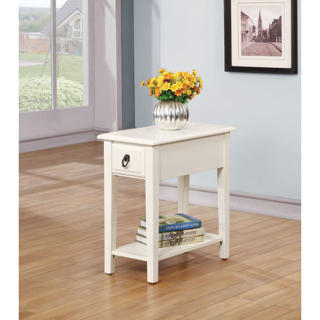 White Wooden Sleek Magazine Rack Side Table - 23" H x 12" W