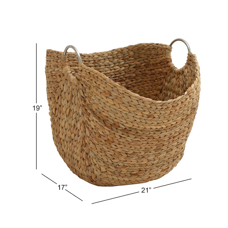 Seagrass Handmade Large Woven Decorative and Functional Storage Basket with Handles - Brown, White, Black