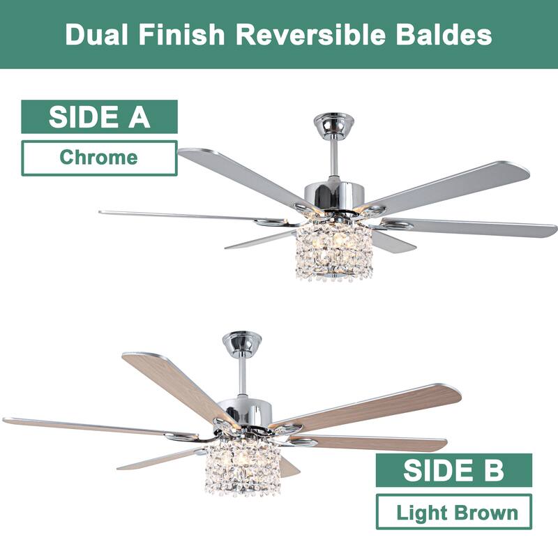 Cusp Barn 65 Inch Modern Crystal Daisy Chandelier Ceiling Fan with Lights and Remote, Slient DC Motor Fandelier Ceiling Fan