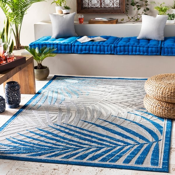 slide 2 of 7, Artistic Weavers Valmont Tropical Indoor/ Outdoor Area Rug 4'3" x 5'7" - Dark Blue
