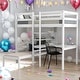 preview thumbnail 1 of 14, Twin Loft Bed with L-Shape Desk, Shelves and Ladder, White White