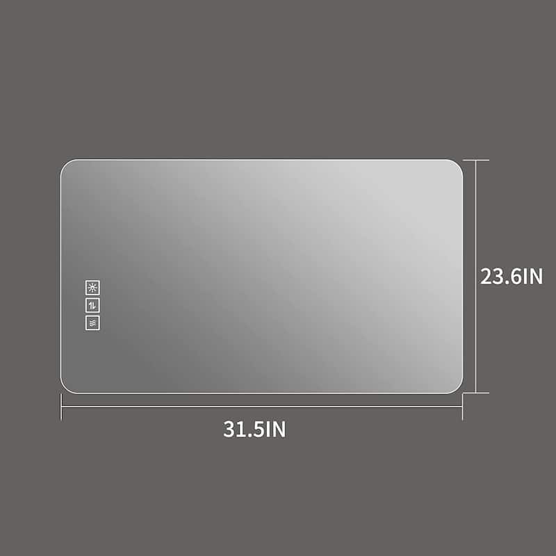 31.5" x 23.6" Wall Mounted Bathroom Mirror with LED Light and Anti-Fog