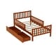 preview thumbnail 69 of 79, Wooden Platform Bed Underbed Storage Bed with Sides Guardrails Spindle Headboard and 2 Drawers 8.98 inch Storage Underneath