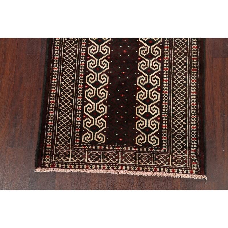 Geometric Traditional Balouch Persian Area Rug Wool Hand-knotted - 2'7" x 3'7"