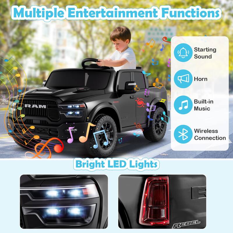 Gymax 24V 2 Seater Ride on Truck w/Remote Control 3 Speeds Bluetooth