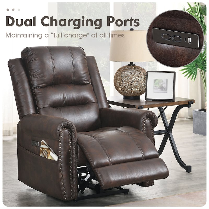 Power Sofa Loveseat Recliner Adjustable Headrest High Back Nailhead