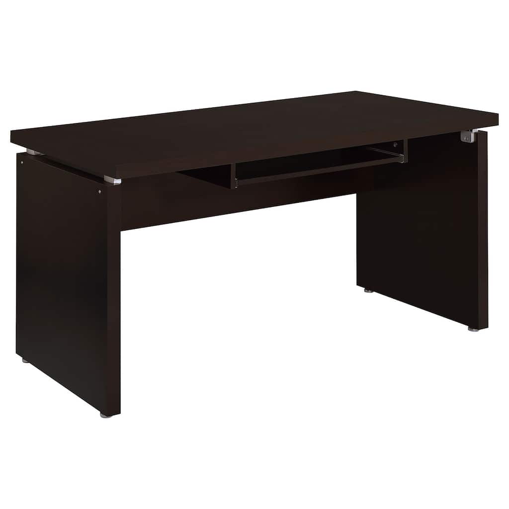Computer Desk - Drop Down Drawer, Cappuccino Finish, Modern L-Shape Design